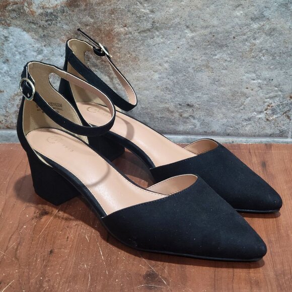 C Est 1946 Womens Ankle Strap Chunky Heel Pointed Toe Pump Dress Shoes Sz 9W - Picture 13 of 13